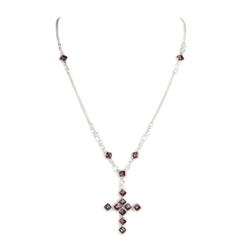 Brigid Cross of Kildare Chain Rosary Spirit Amethyst - Silver