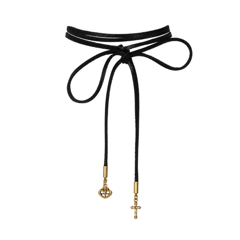 Leather Lariat Black - Gold
