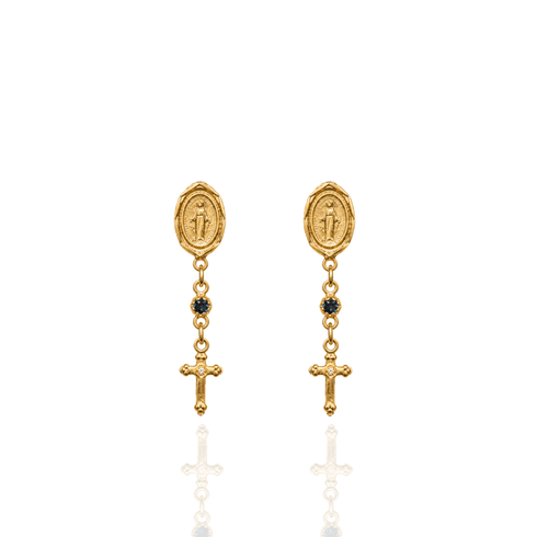 Maddie Rosary Post Earrings Montana - Gold