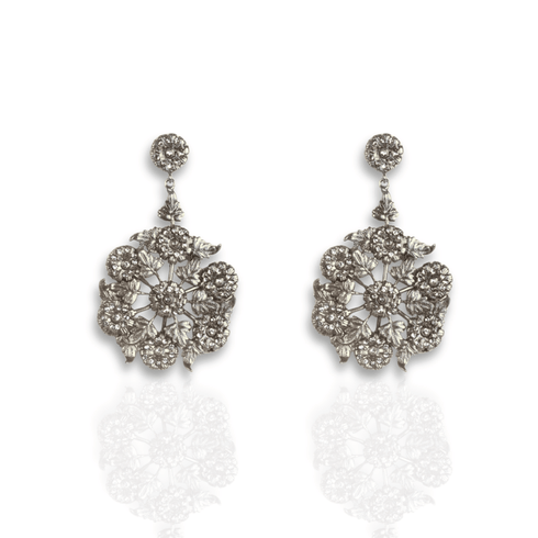 Daisy Drama Earrings - Silver