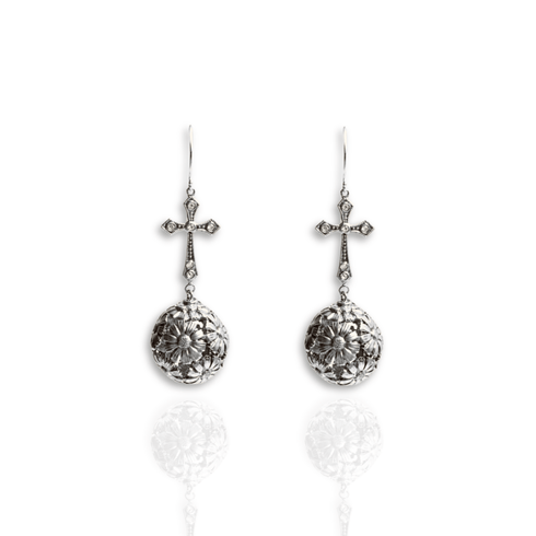 Daisy Darling Cross Earrings - Silver