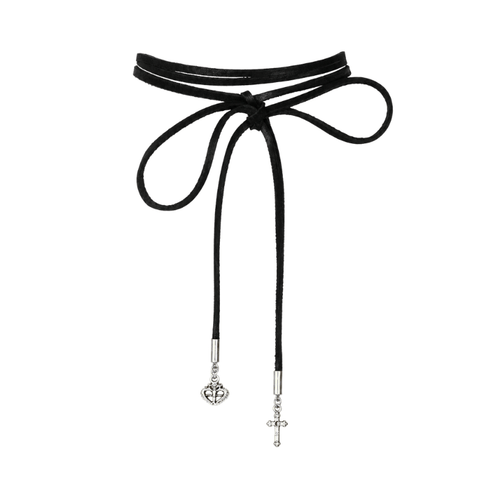 Leather Lariat Black - Silver