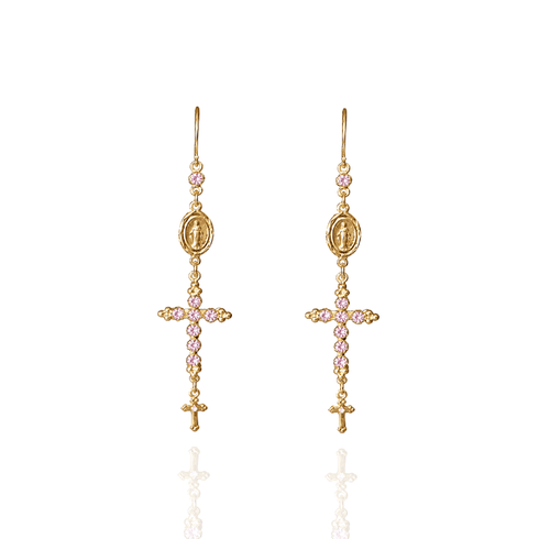 Maddie Rosary Earrings Light Rose - Gold
