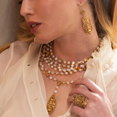 Antigua Rosary Lux Labradorite + Necklace Extender