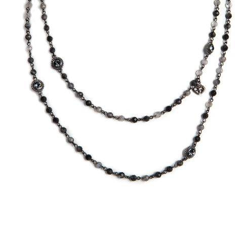 Wrap - 6mm Semi-Precious Rutilated Quartz Black Mix