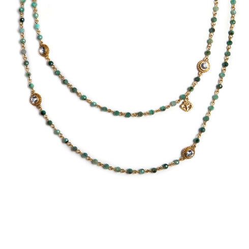 Wrap - 4mm Precious Emerald Beads