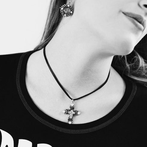 Maria Cross Charm Necklace - VSA Designs