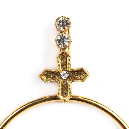 Peace Cross Swing Earrings - Silver - VSA Designs