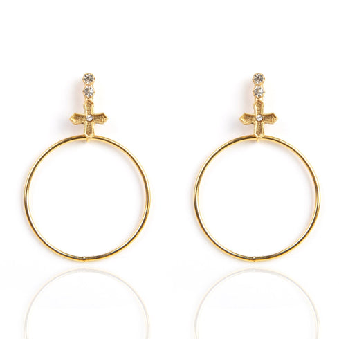 Peace Cross Swing Earrings - Silver - VSA Designs