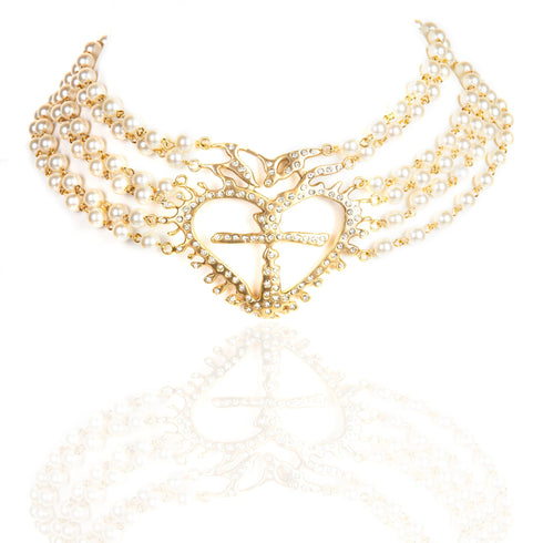 La Queen Collar - Cream Pearl Gold - VSA Designs