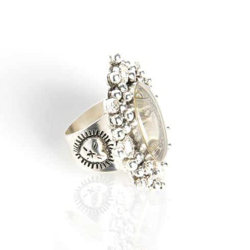 Oval Cloister Sacred Heart Ring - Silver - VSA Designs